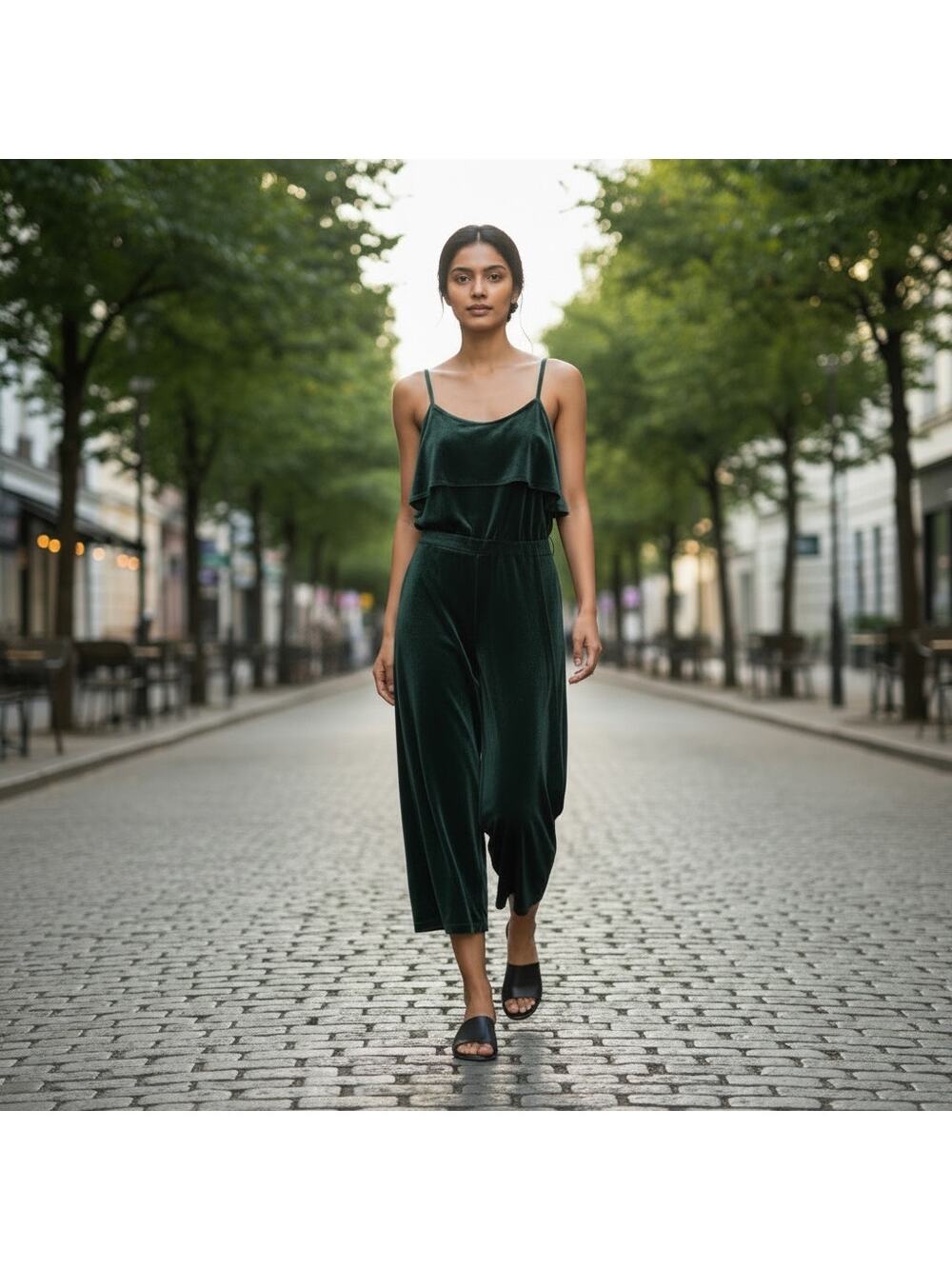 Ali & Jay Los Angeles “Hustle Jumpsuit” size xs Green velvet NWT